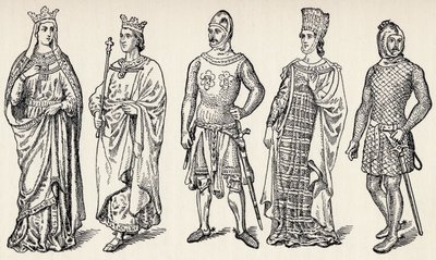Costumes of the thirteenth century Spanish kings and nobles, Spain, from 